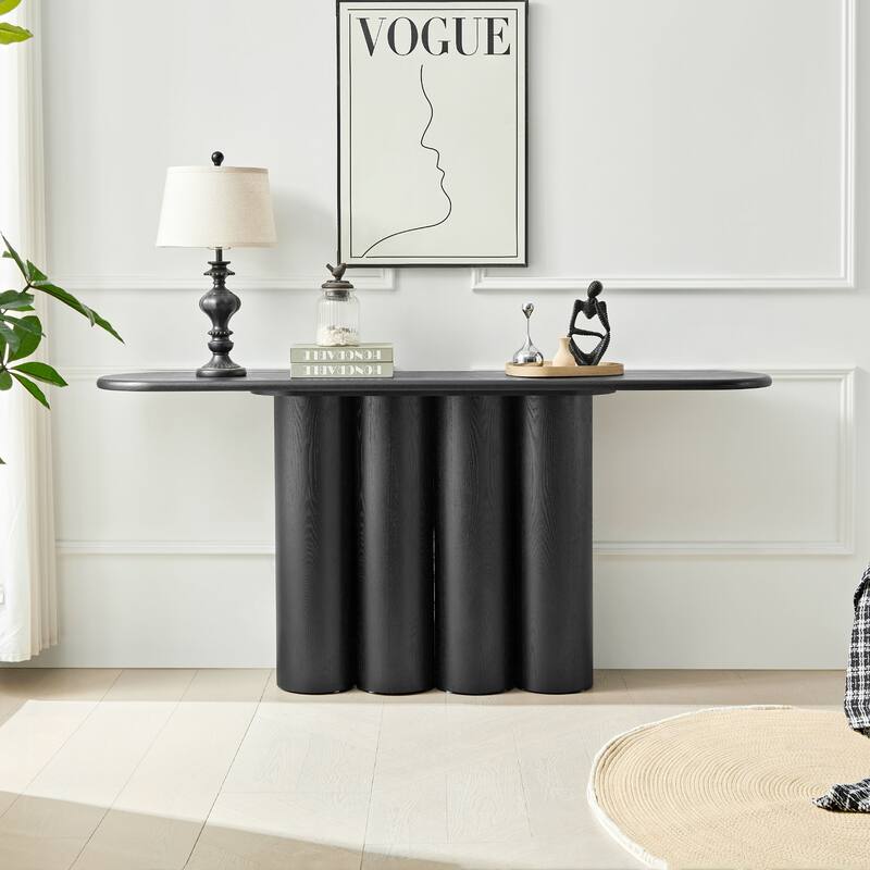 66.93" Modern Console Table for Entryway with Unique cylinders Legs Design for Living Room Hallway Foyer Entrance Study - Black