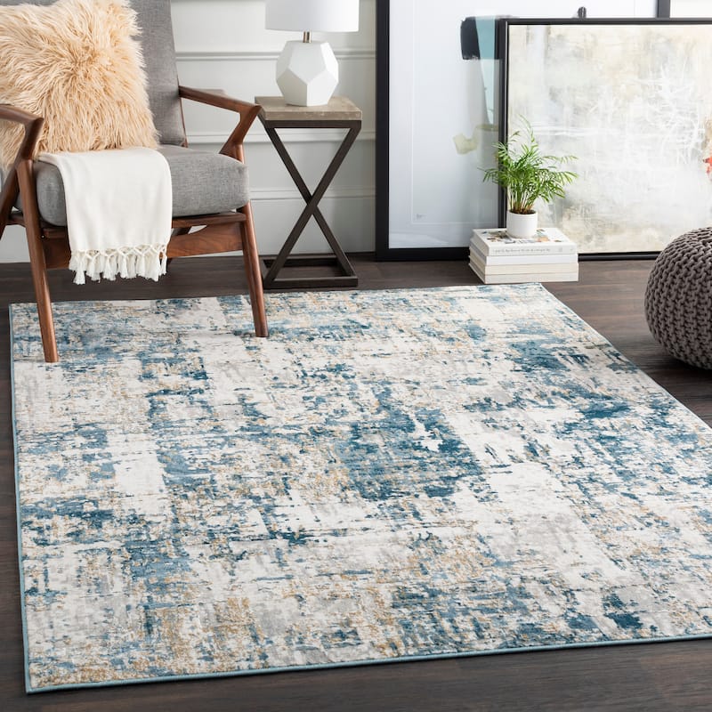 Livabliss Martin Contemporary Abstract Area Rug - 5' 3" x 7' 3" - Blue - Rectangle
