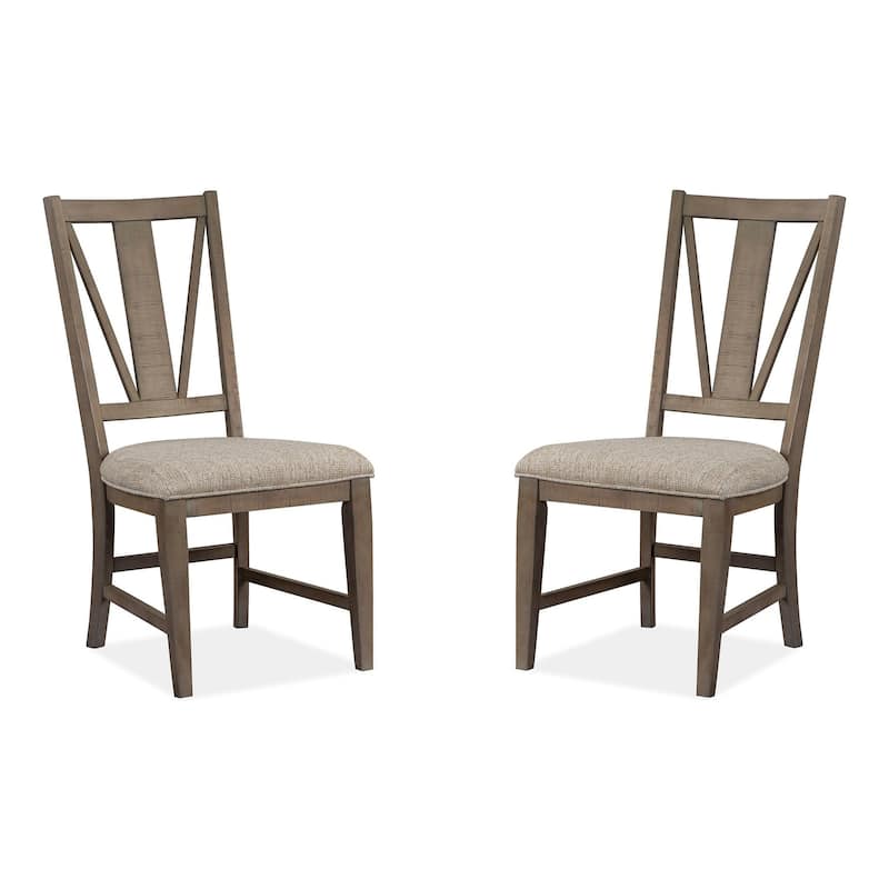 Magnussen Home Paxton Place Dovetail Grey Upholstered Side Chair Two Pack - 19.75''W x 23.25''D x 40''H - Set of 2 - 19.75''W x 23.25''D x 40''H - Dovetail Grey - Dining Height