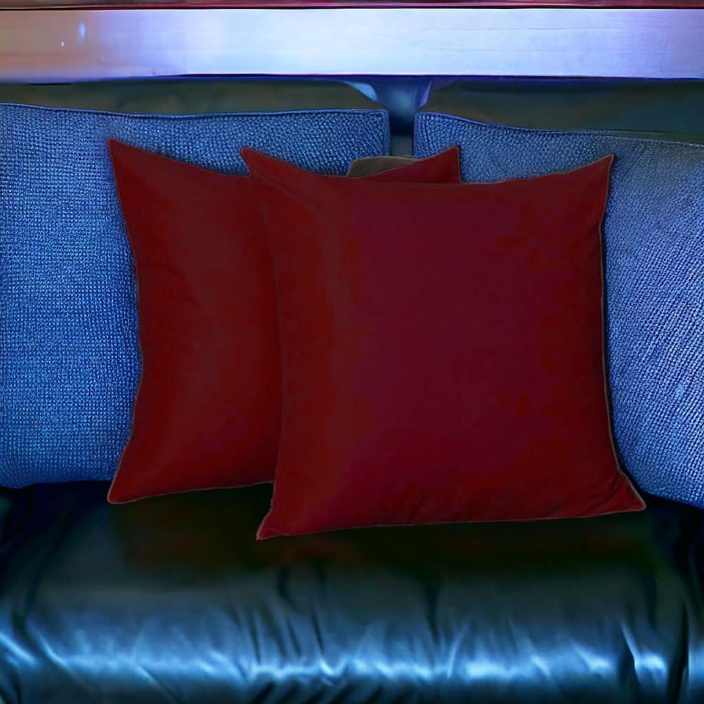 HomeRoots Set Of Two 26" X 26" Claret Red Polyester Zippered Pillow Cover