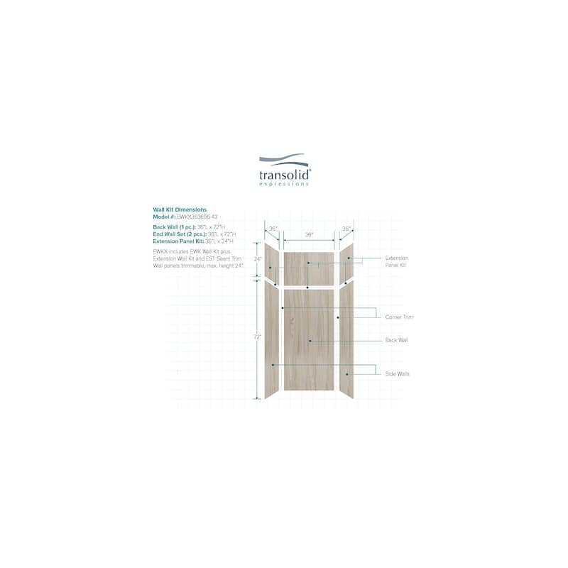 Transolid Expressions 36-in X 36-in X 96-in Glue to Wall Shower Walls - 36" x 36" x 96" - 36" x 36" x 96"