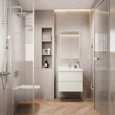 24-in White Wall Mount Rectangular Bathroom Mirror Medicine Cabinet