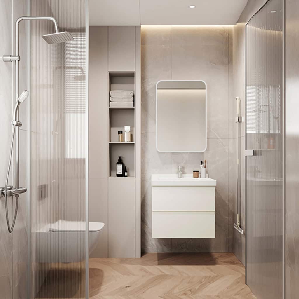 24-in White Wall Mount Rectangular Bathroom Mirror Medicine Cabinet