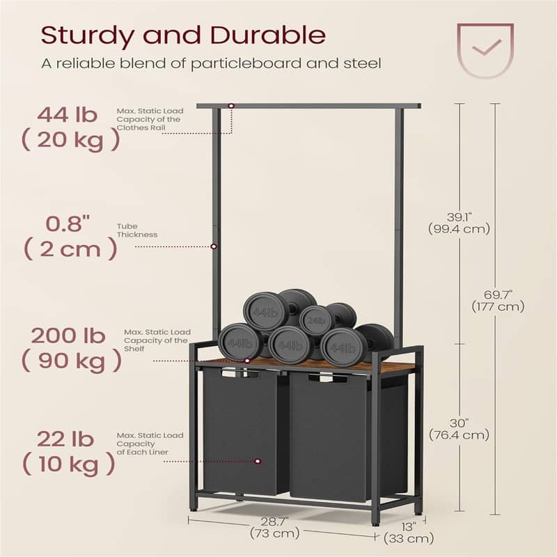 Laundry Basket - 12.99"D x 28.74"W x 69.69"H