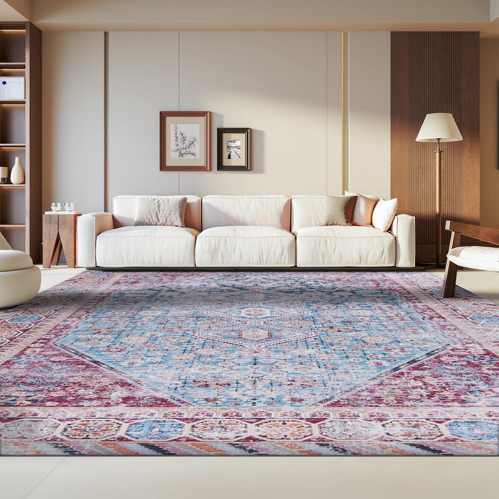 SAFAVIEH Tucson Machine Washable Slip Resistant Celestine Traditional Rug