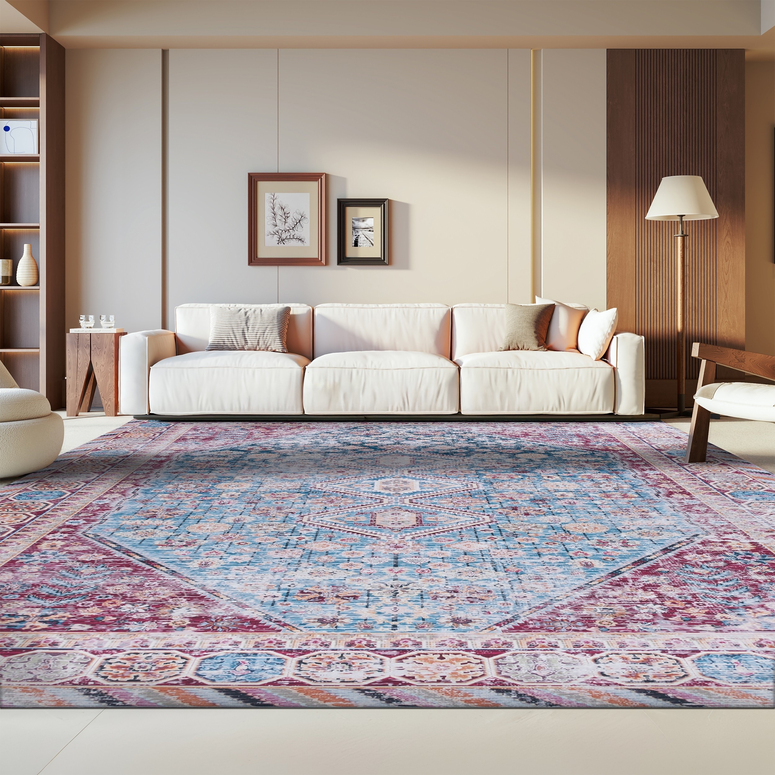 SAFAVIEH Tucson Machine Washable Slip Resistant Celestine Traditional Rug