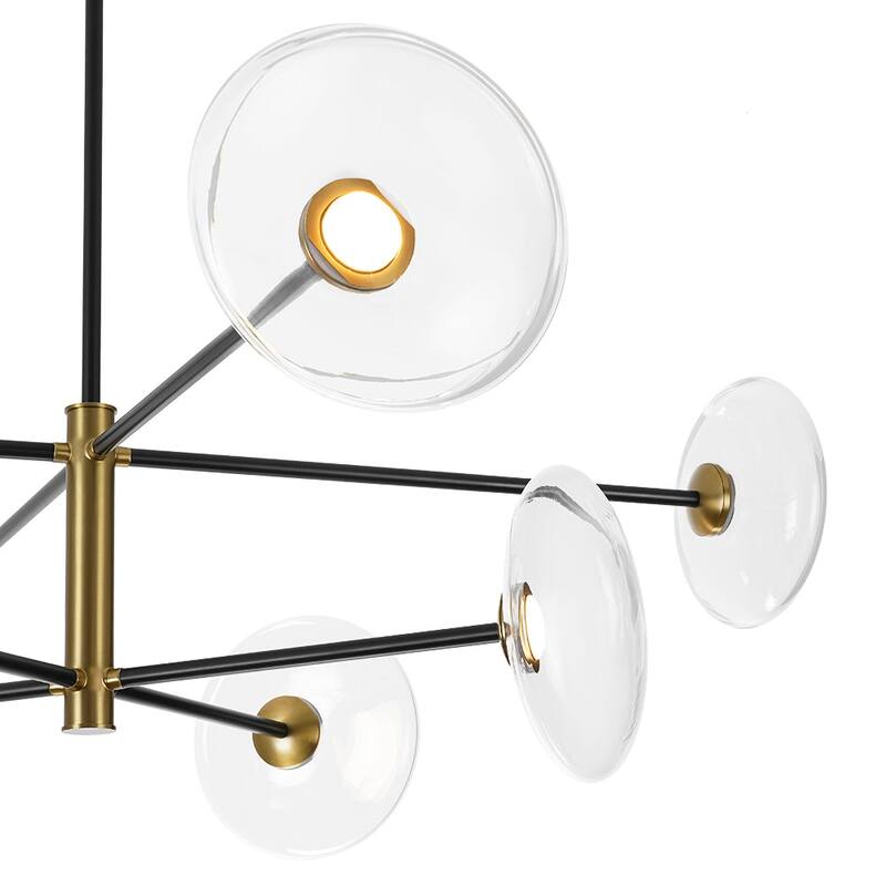 8-Light Glass Shade Dimmable LED Sputnik Chandelier 41-inch