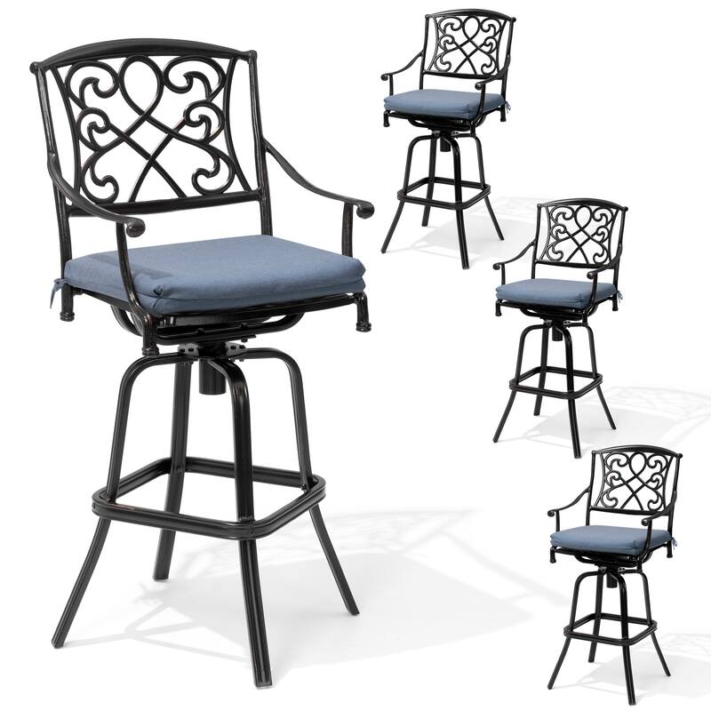 Crestlive Outdoor Patio Bar Height Swivel Bar Stool with Sunbrella Cushion