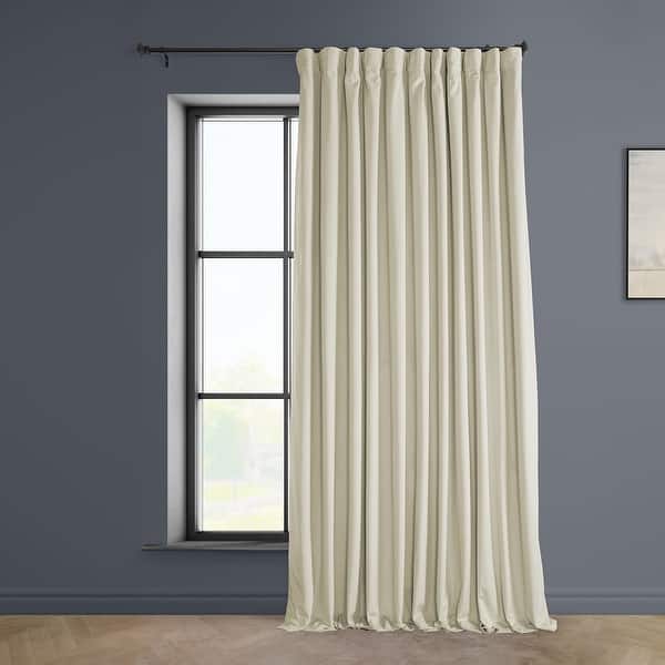 slide 2 of 11, Exclusive Fabrics Extra Wide Heritage Plush Velvet Room Darkening Curtain (1 Panel) 100 X 108 - Au Lait Creme