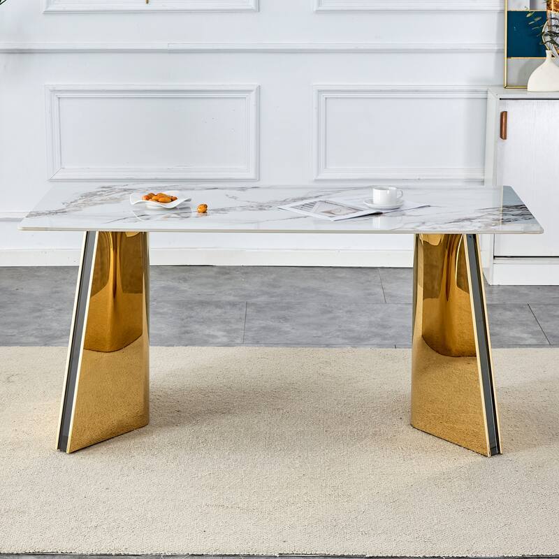 Roomfitters Rock Slab Dining Table with Pandora Pattern and Silver Stainless Butterfly Legs for Modern Interiors