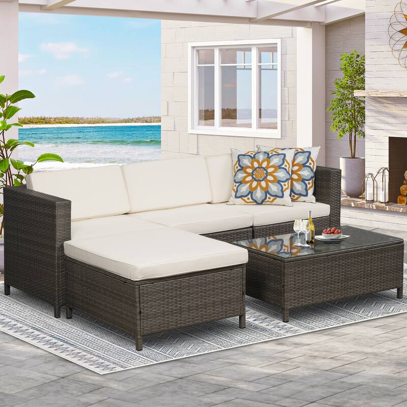 Royalcraft 5 Pieces Wicker Outdoor Sectional Sofa Sets