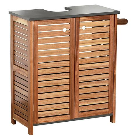 Wall-Mounted Sink Cabinet Elements 2 Doors Acacia Gray