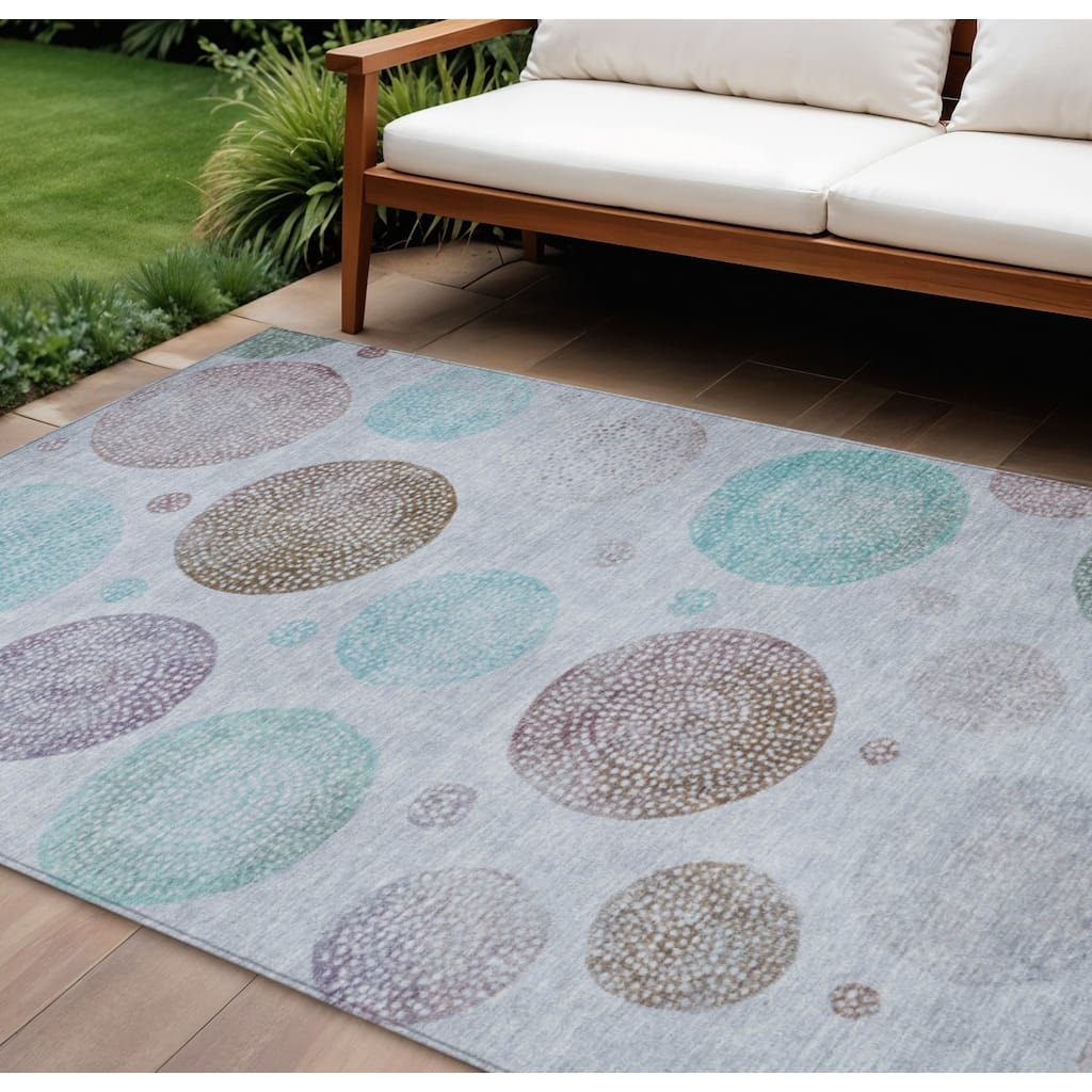 HomeRoots Geometric Transitional Rectangle Outdoor Rug