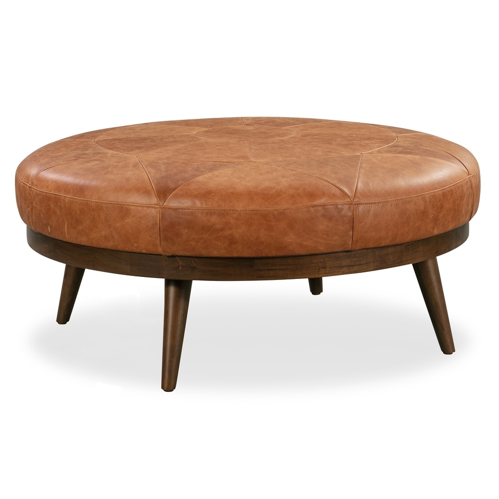 Strick & bolton sequoia sale ottoman in cognac tan