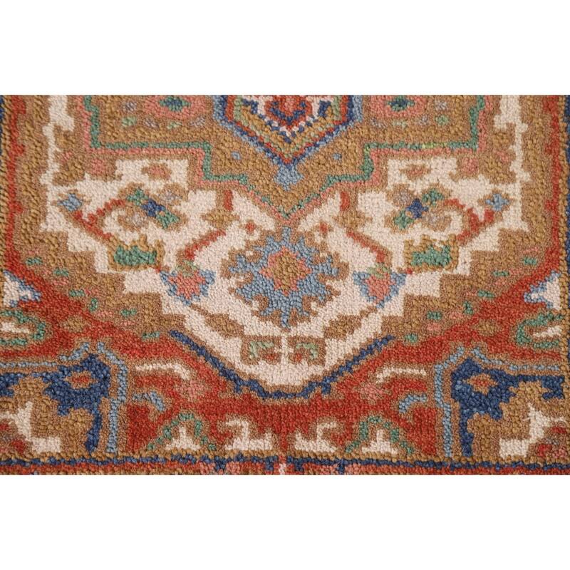 Geometric Beige Heriz Serapi Oriental Area Rug Handmade Wool Carpet - 2'0"x 3'0"