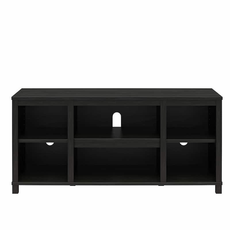 Anmytek Black Media Console TV Stand for up to 50 Inch TV, Open Shelf Entertainment Center