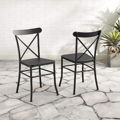 Crosley Astrid 2Pc Indoor/Outdoor Metal Dining Chair Set - 17.75"dx19"x34.88"