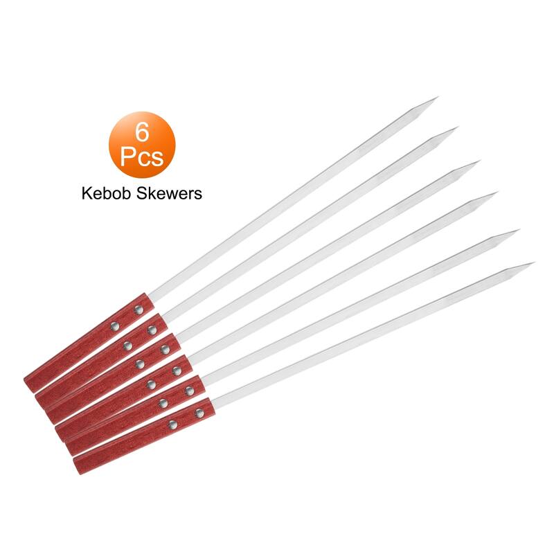 6pcs Kebob Skewers 45cmx10mmx2mm Flat Sticks with Wood Handle