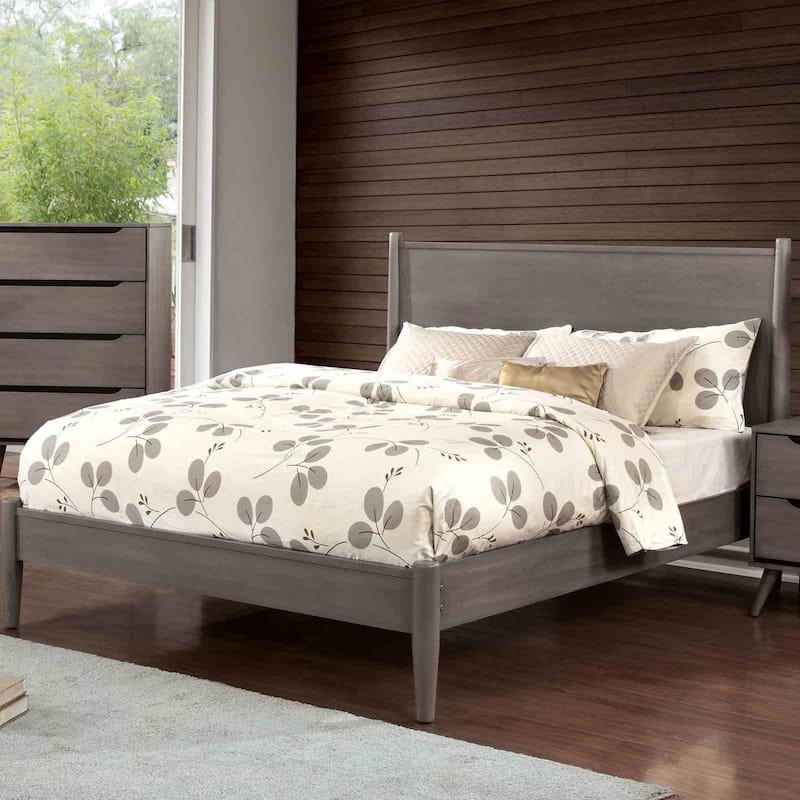 Gray Finish Mid Century Modern 1PC Platform Bed