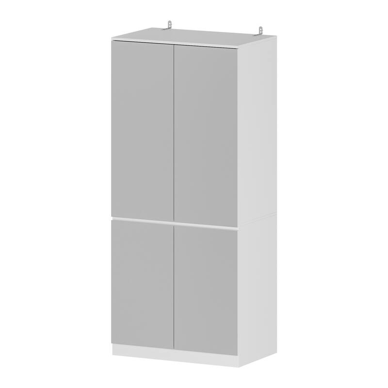 White Large Modular Modern High Gloss Wardrobe Armoire Mirrored Doors