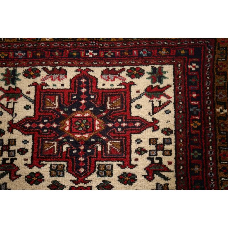 Tribal Gharajeh Persian Runner Rug Handmade Beige Wool Carpet - 2'7"x 9'7"