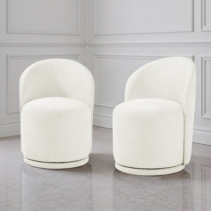 Upholstered Swivel Dining Chair Armless Barrel Chair