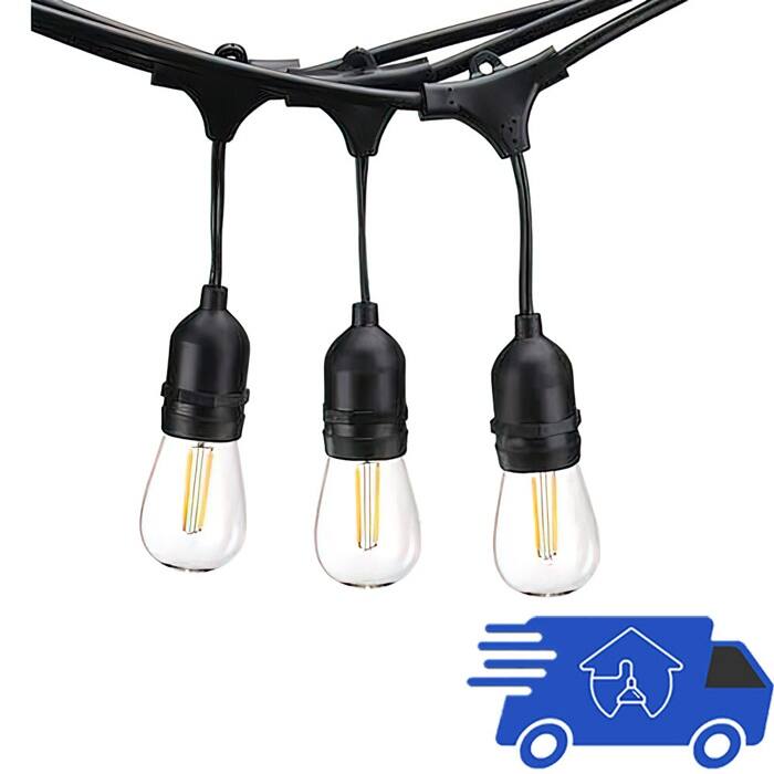 120V 24ft Commercial Ready Dimmable Outdoor LED Patio 12 String Light - 15-48