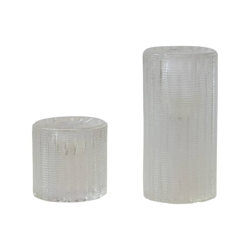 Tall Cut Glass Taper Candle Holder - 2.0"L x 2.0"W x 4.0"H