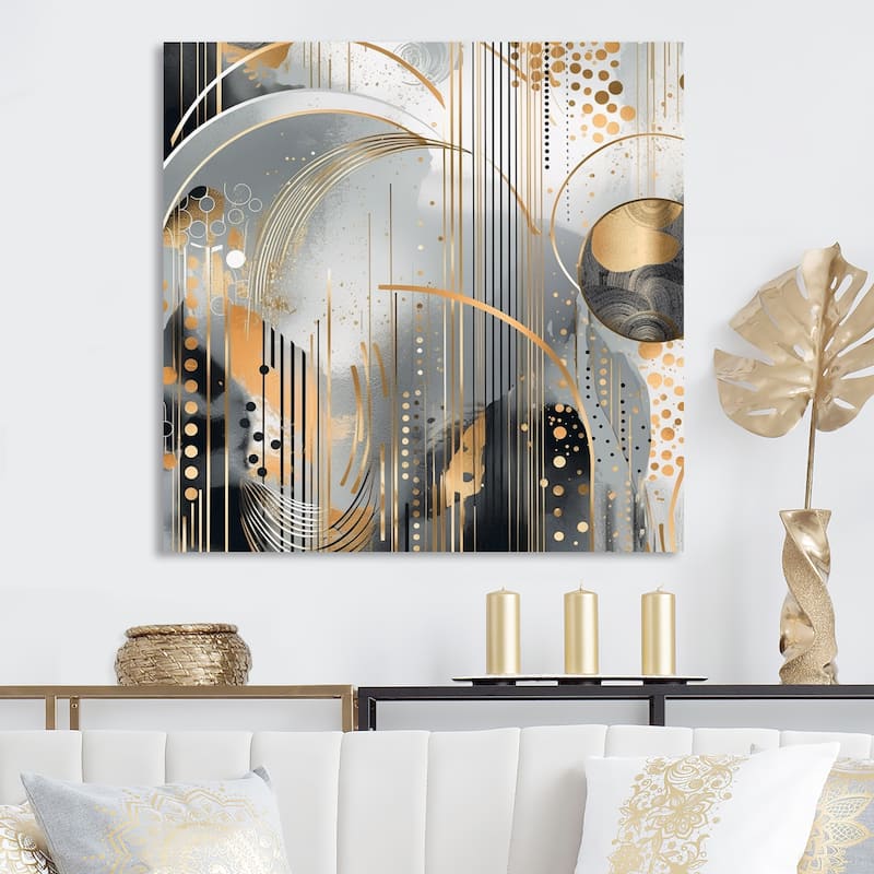 Designart "Shapes And Lines Abstract Marble I" Abstract Marble Wall Art For Living Room