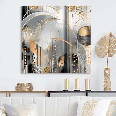 Designart "Shapes And Lines Abstract Marble I" Abstract Marble Wall Art For Living Room