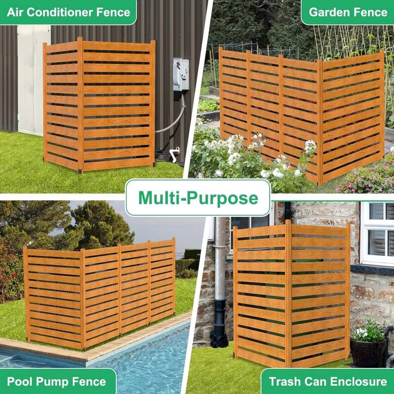 3.2 ft.W x 5 ft.H Air Conditioner Fence with Metal Stakes, 2-Panel