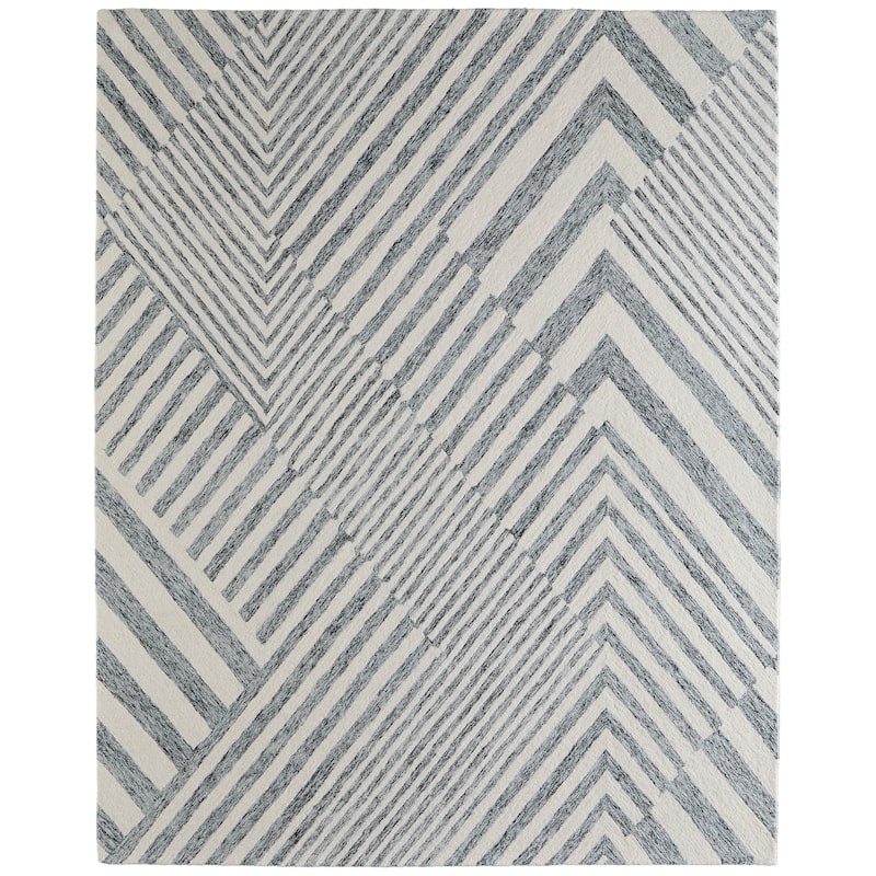 Esser R8A42 Geometric Modern Area Rug - 9' x 12' - Gray/Ivory