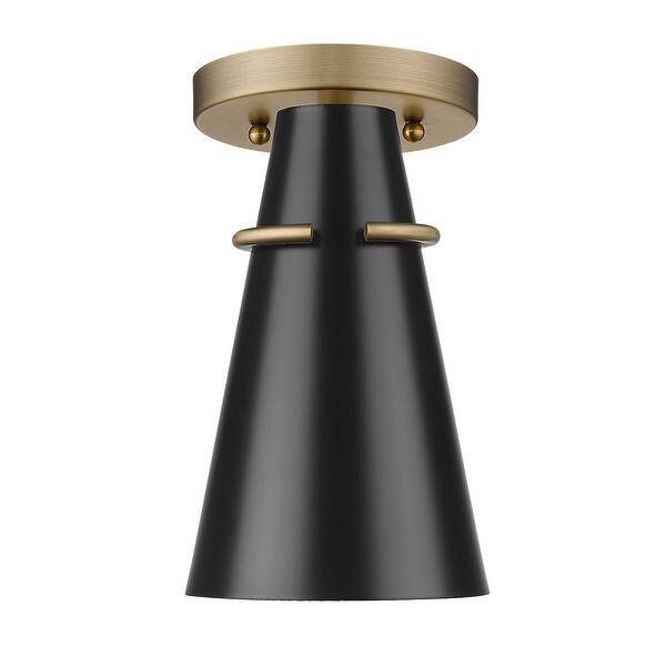 slide 2 of 7, Golden Lighting Reeva 1-light Semi-Flush Mount in Modern Brass and Matte Black shade Modern Brass with Matte Black