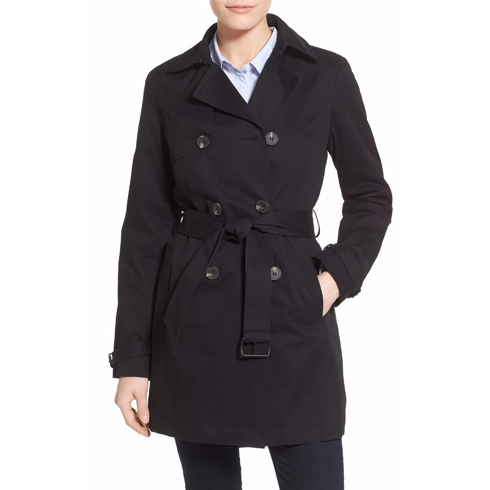 CREATMO US Womens Trench Coat Double-Breasted Classic Lapel Overcoat Belted Slim Outerwear Coat with Detachable Hood