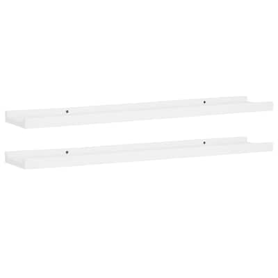 Yuli Wall Shelf Set of 2, Raised Ledge Design, Classic White 32 Inch