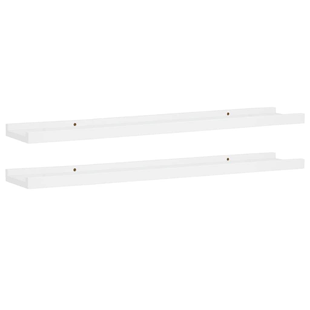 Yuli Wall Shelf Set of 2, Raised Ledge Design, Classic White 32 Inch
