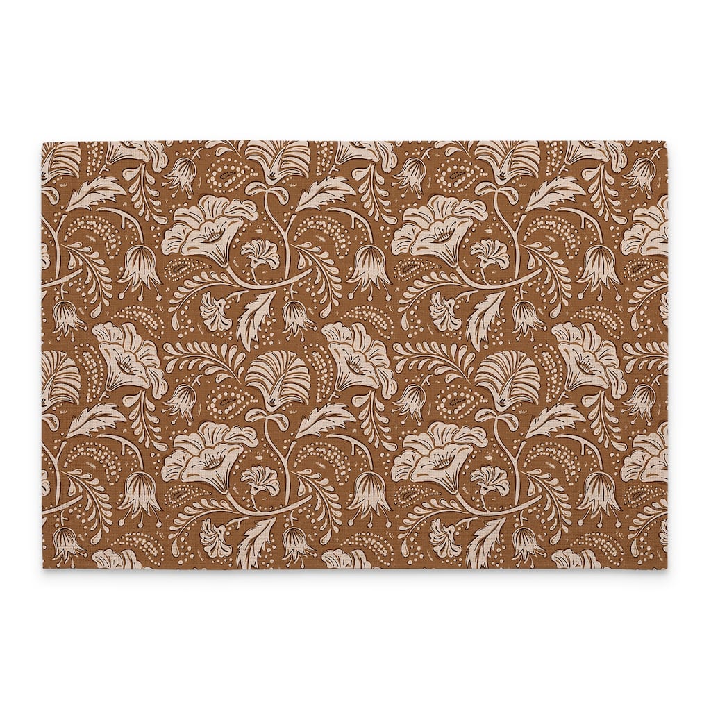 Mocha Farida Pattern 4-Pack Poly-Cotton Blend Placemats Manufactured in The USA Machine Washable Dryer Safe