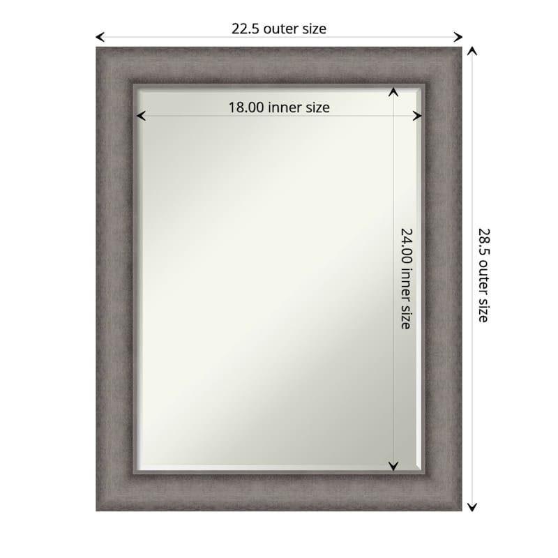 Burnished Concrete Half-Inch-Beveled Wood Bathroom Wall Mirror - Burnished Concrete - Glass Size 18x24 - Burnished Concrete