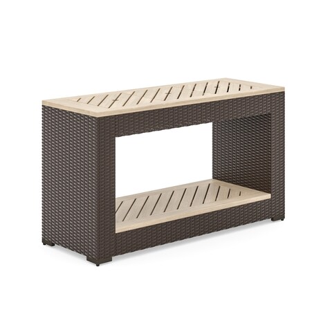 Homestyles Palm Springs Brown Rattan Outdoor Sofa Table - 47" x 18" x 27"