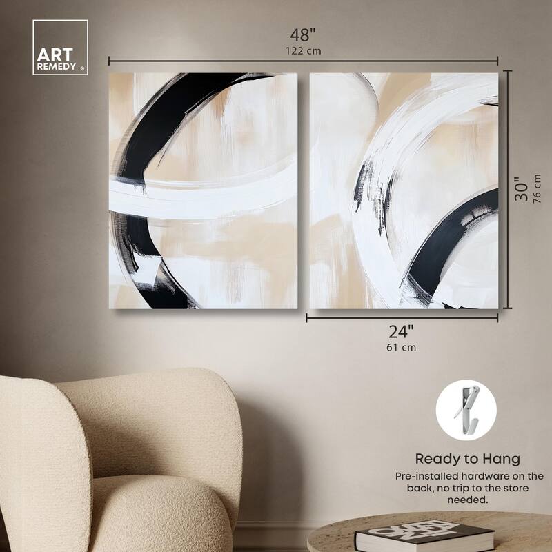 Neutral Interplay II Canvas Set of 2 by Art Remedy, Gallery Wrapped