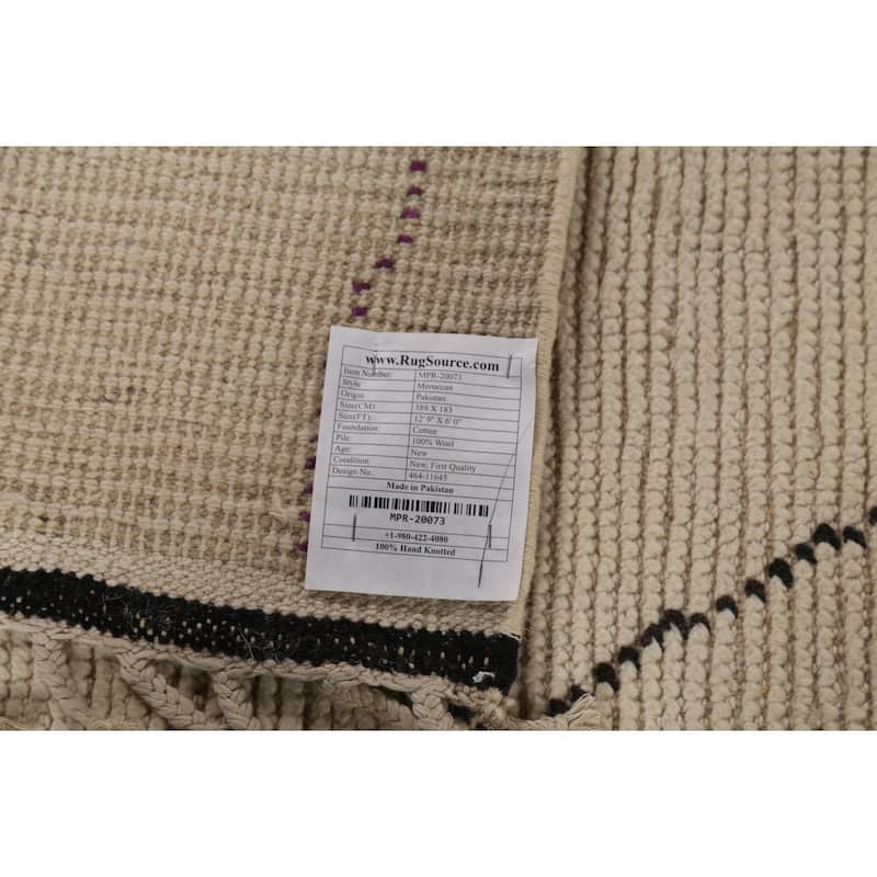 Moroccan Abstract Rug Hand-Knotted Contemporary Wool Carpet - 6'0"x 12'9"