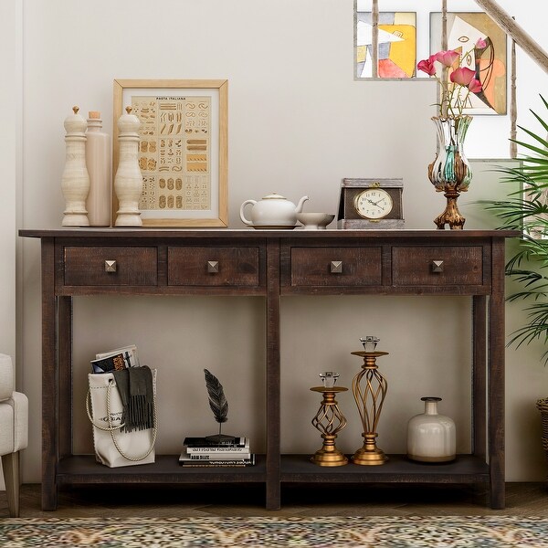 Merax Entryway 4 Drawers Brushed Texture Console Table On Sale