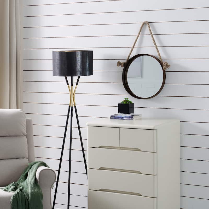 Danya B. 15" Dark Brown Iron Framed Hanging Rope Round Accent Mirror