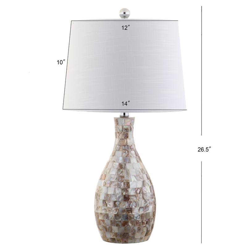 Zuri 26.5" Seashell LED Table Lamp, Ivory/Beige by JONATHAN Y