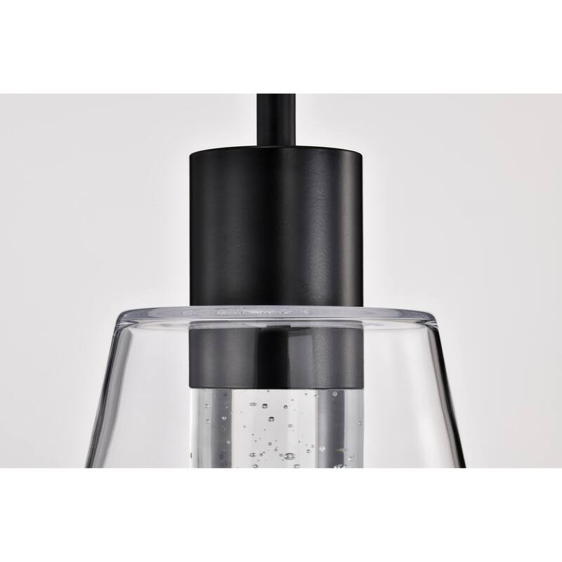 Aura 7 Inch LED Pendant Matte Black K9 Bubble Crystal 3000K CCT - Matte Black
