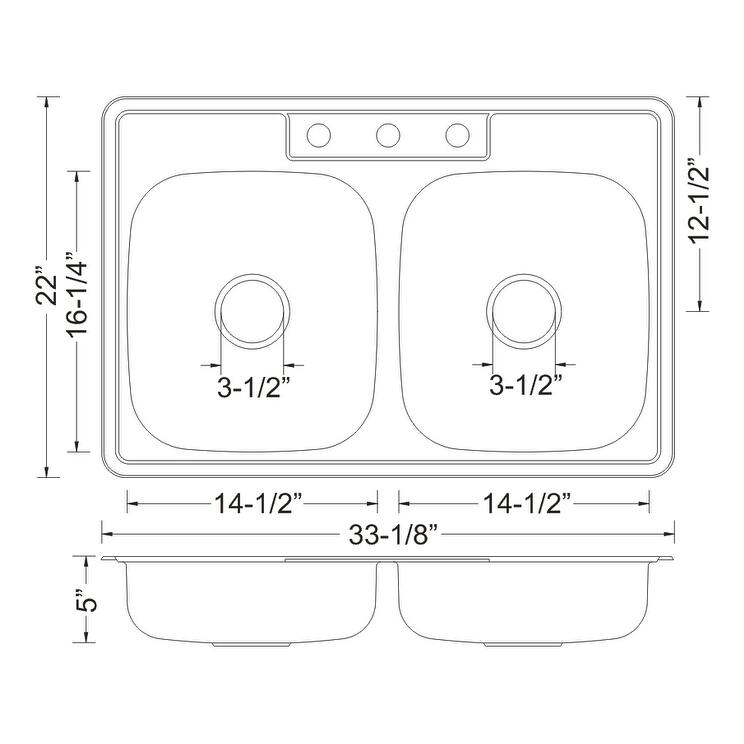 Wells Sinkware 22 Gauge ADA Topmount Double Bowl Stainless Steel