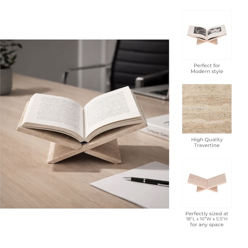 Decorative Travertine Book Stand - 18"