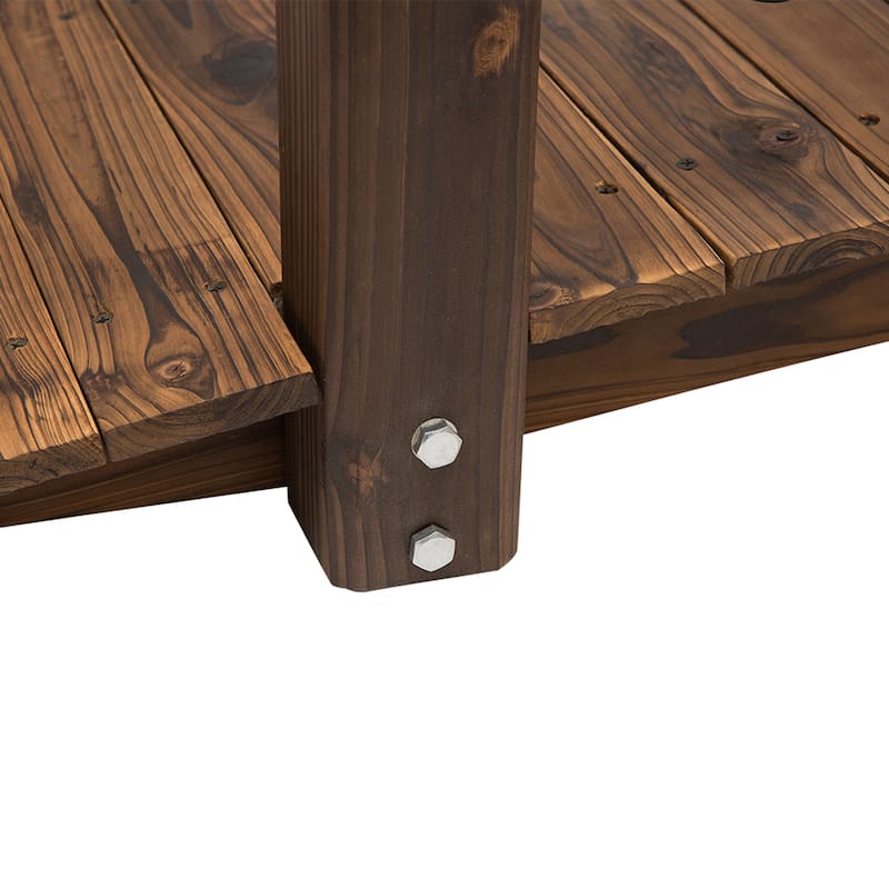 Outsunny 5ft Wooden Garden Bridge Arc Stained Finish Walkway with Chain Railings, Stained Wood