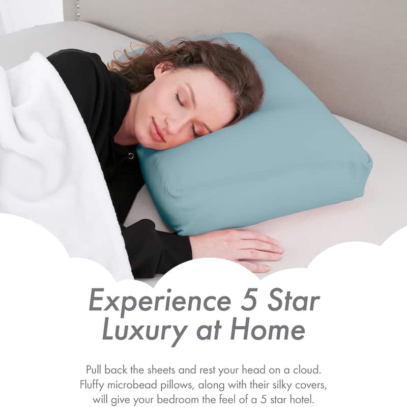 Premium Microbead Pillow, Anti-Aging, Silk like Cover, Sweet Baby Blue