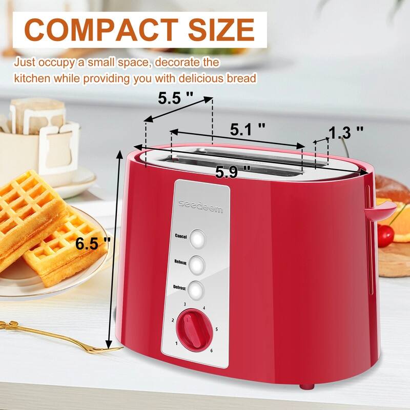 Toaster 2 Slice,6 Shade Settings, Removable Crumb Tray, 750W